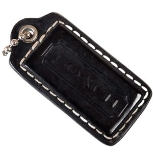 🥰 Vintage 2" Coach Med Black Patent Leather Hangtag Fob Purse Charm Keychain